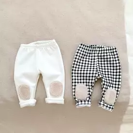 Baby Kid Girls Solid Color Checked Pants Wholesale 23101976