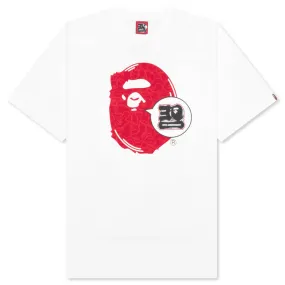 Bape 30th Anniversary Ape Head Tee - White/Red