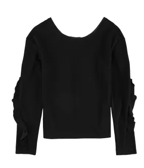 Bar Iii Womens Ruffle-Sleeve Pullover Blouse