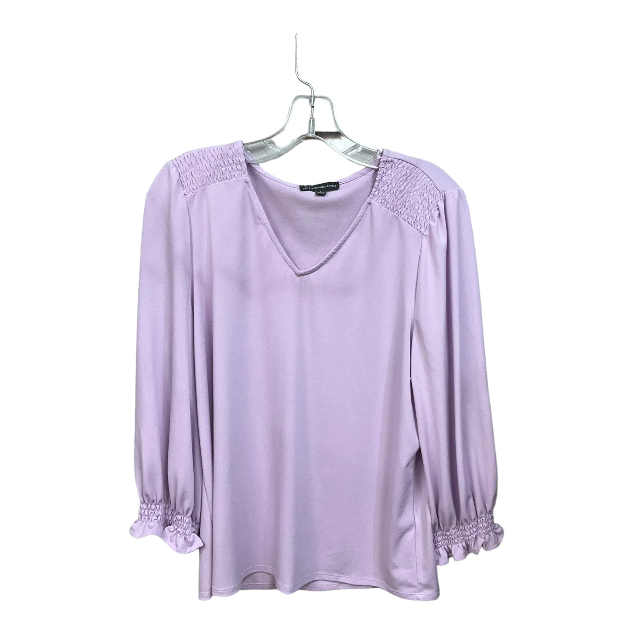 Blouse Long Sleeve By Adrianna Papell In Purple, Size: L