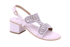 BOTTEGA Lilac  Leather Embellished Block heel Sandal