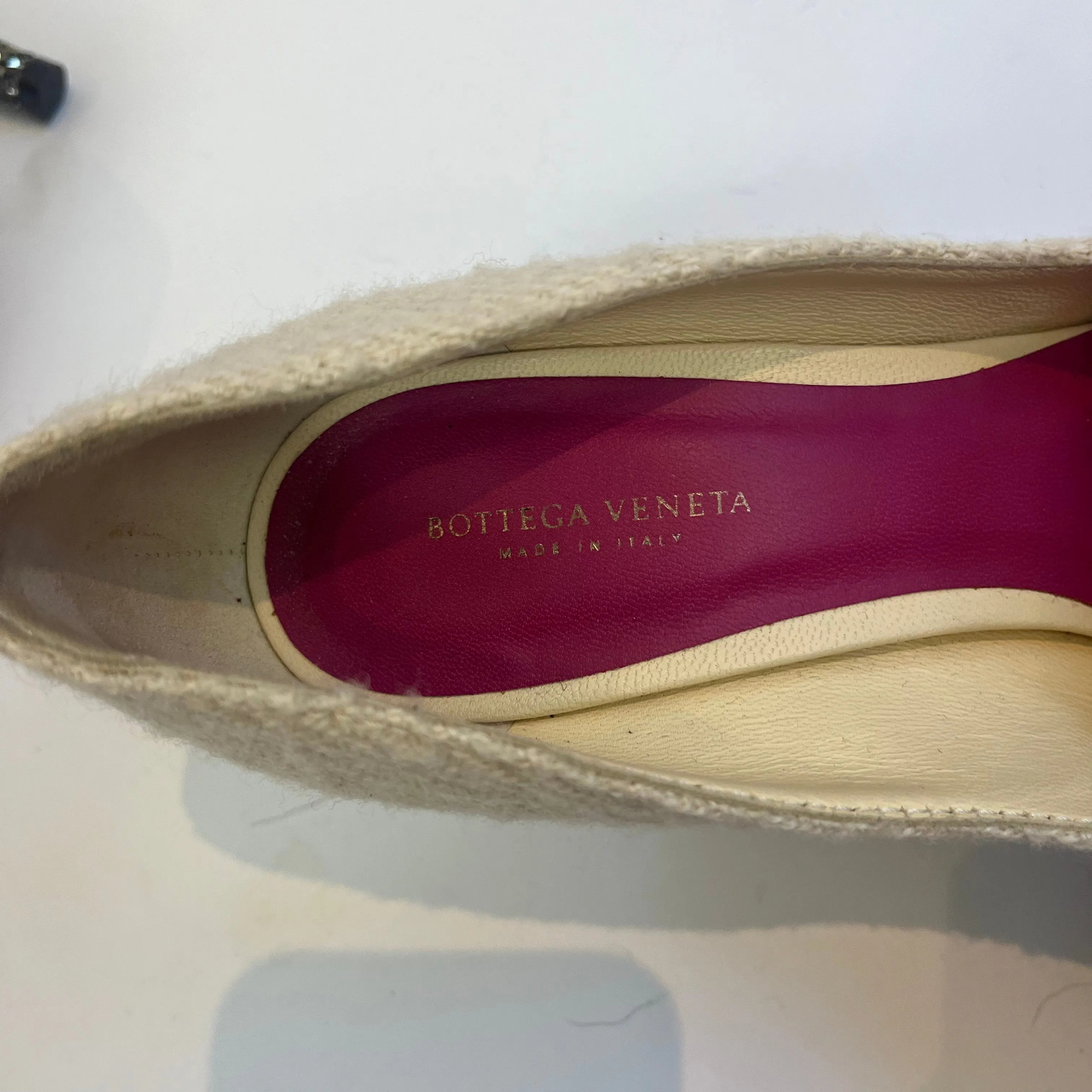 Bottega Veneta Cream Wool Glitter Heel Pumps 37.5