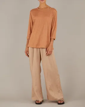 Bronte Linen Jersey Top - Rust