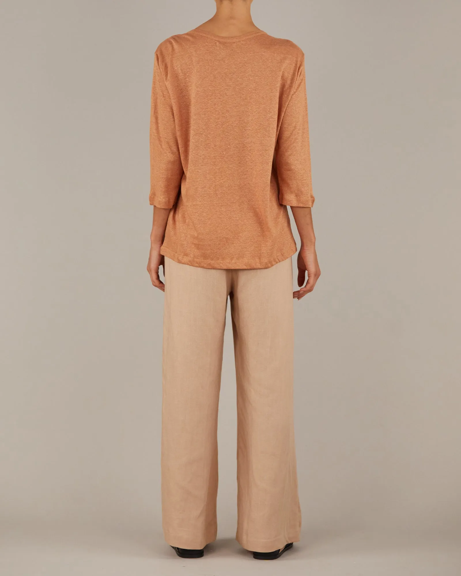 Bronte Linen Jersey Top - Rust