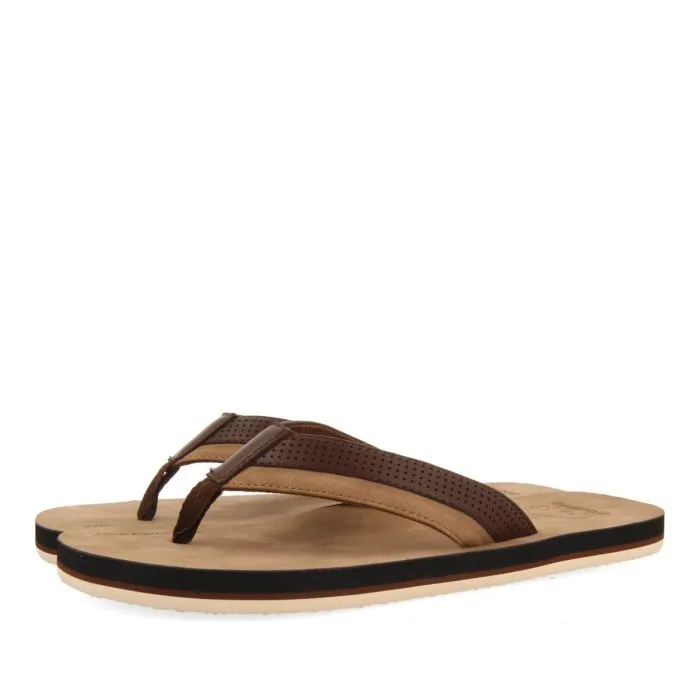 BROWN SANDALS WITH BICOLOR CUT FOR MEN BRENT