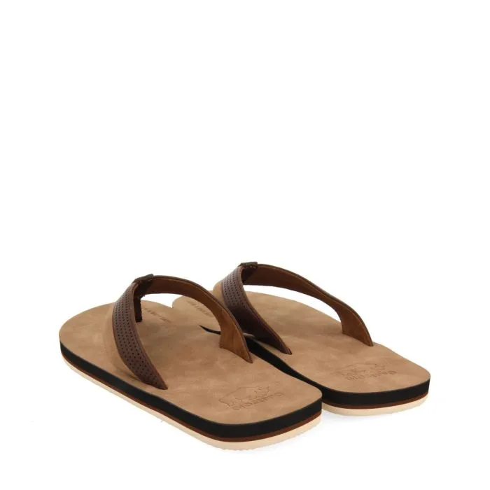 BROWN SANDALS WITH BICOLOR CUT FOR MEN BRENT