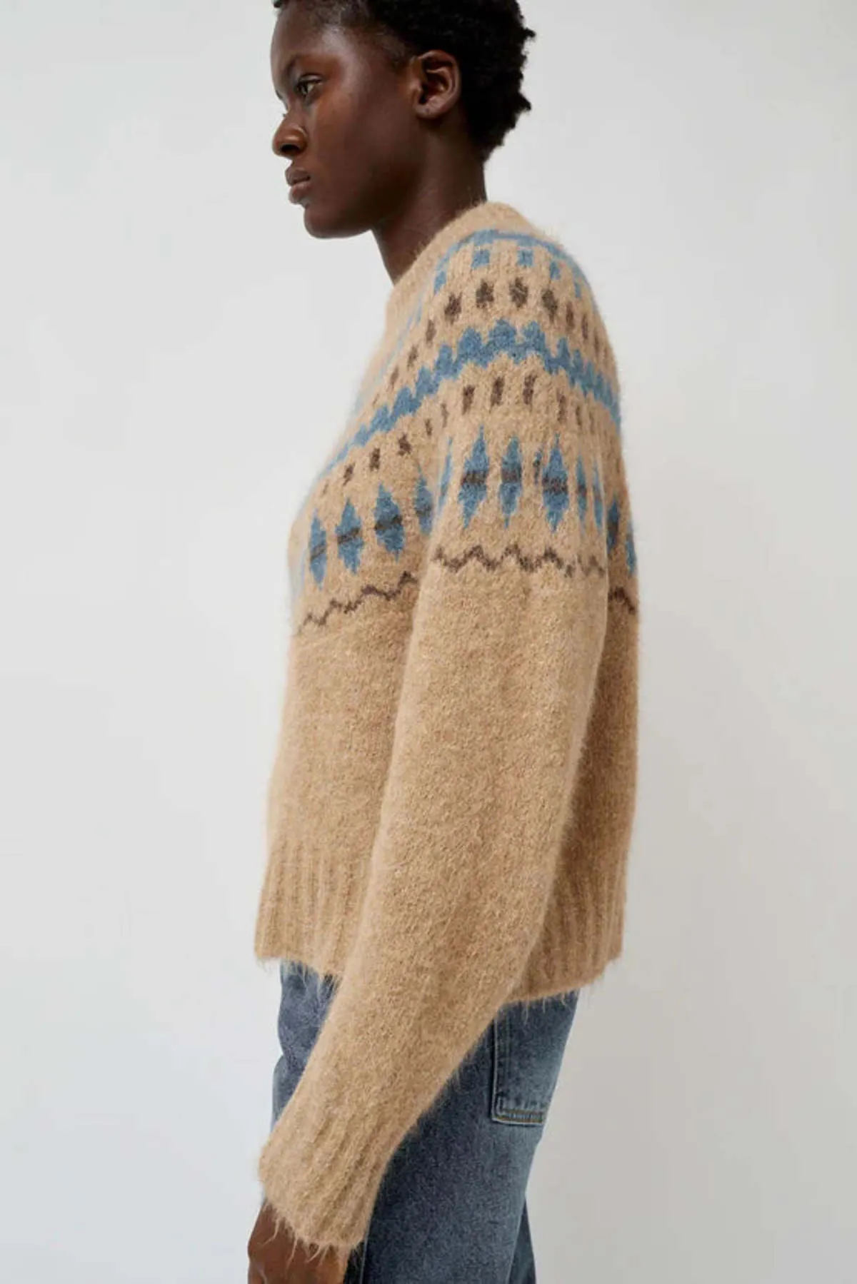 Cardiff Alpaca Sweater - Camel/Blue