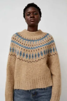 Cardiff Alpaca Sweater - Camel/Blue