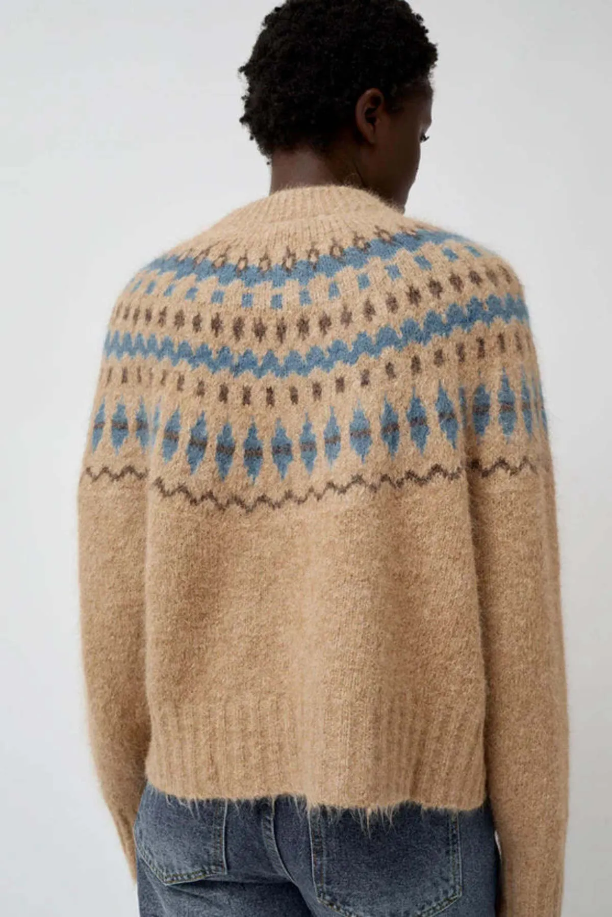 Cardiff Alpaca Sweater - Camel/Blue