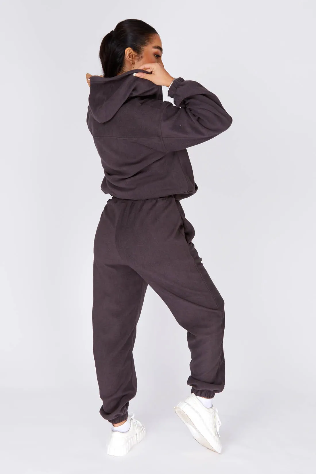 Charcoal Fleece Zip Up Hoodie Ane Joggers Set