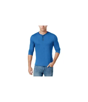 Club Room Mens Long Sleeve Herringbone Henley Shirt