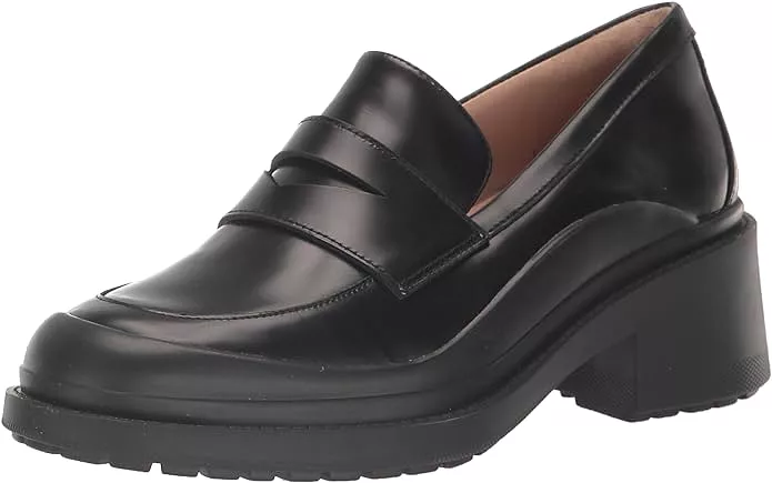 Cole Haan Grand Ambition Westerly Black Leather Slip On Block Heeled Loafers