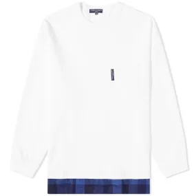 Comme des Garçons Homme Checked Hem Long Sleeve Pocket T-ShirtWhite