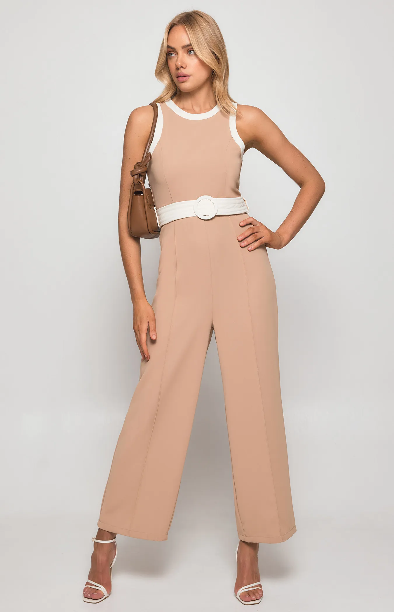 Contrast Feature Jumpsuit with Leg Seam Details (SJP554A) 