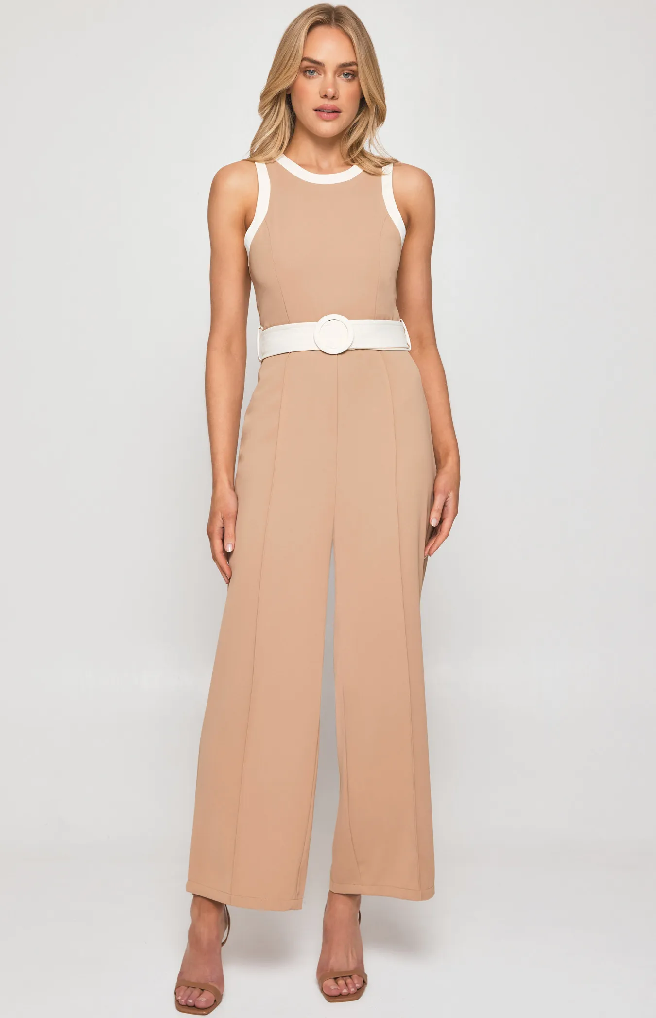 Contrast Feature Jumpsuit with Leg Seam Details (SJP554A) 