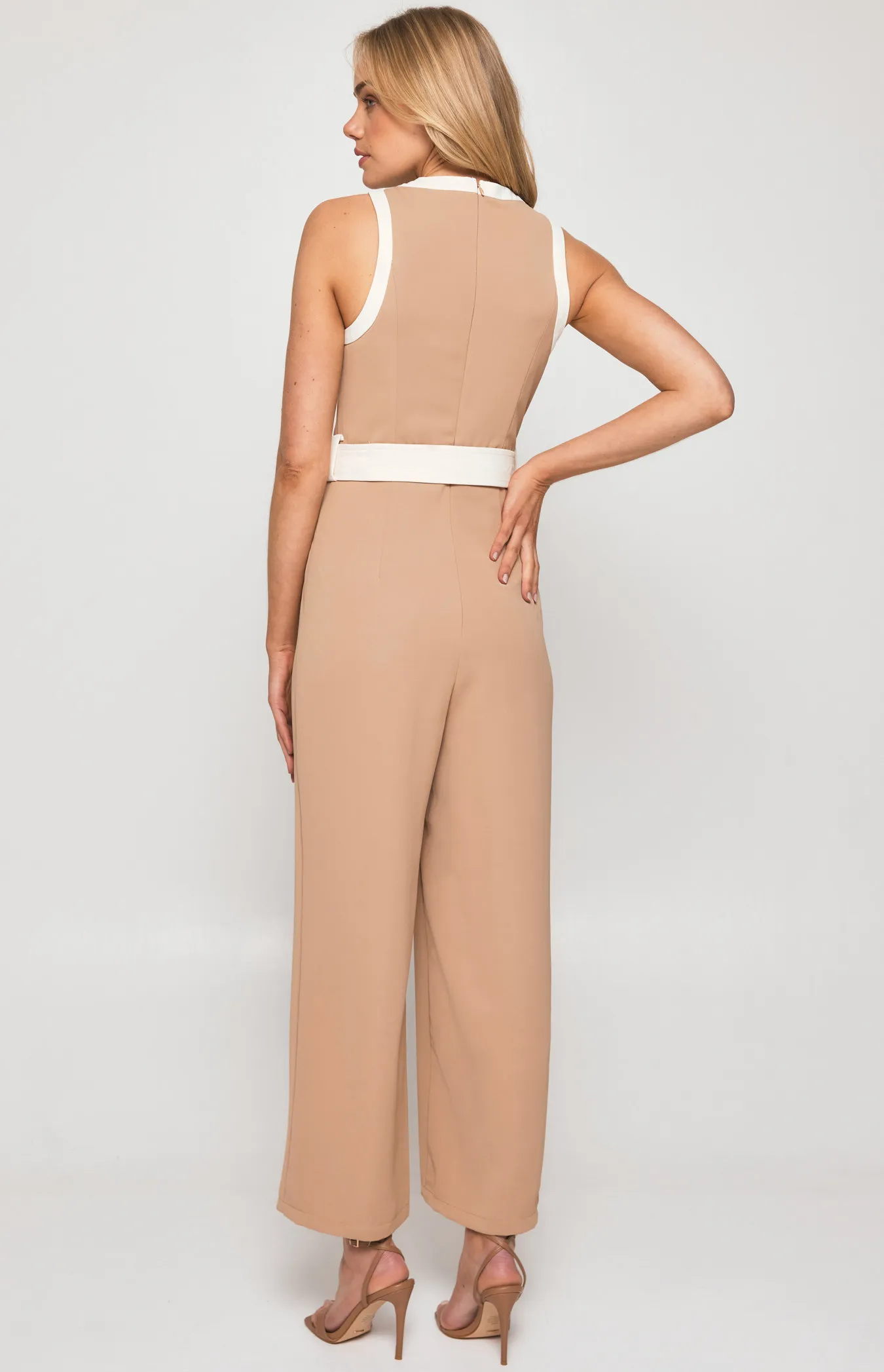 Contrast Feature Jumpsuit with Leg Seam Details (SJP554A) 