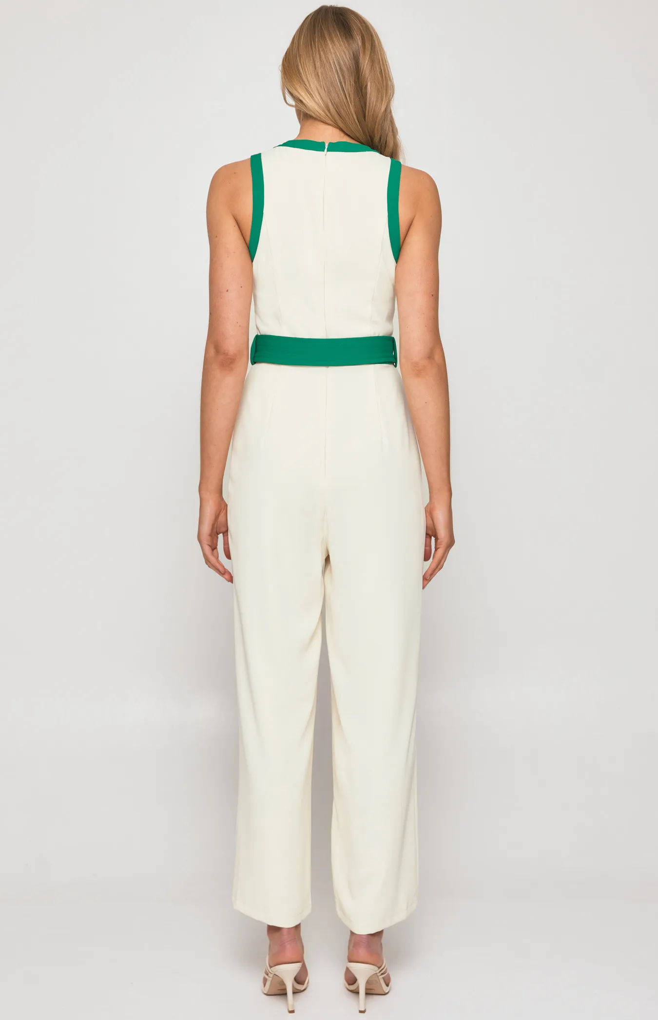 Contrast Feature Jumpsuit with Leg Seam Details (SJP554A) 