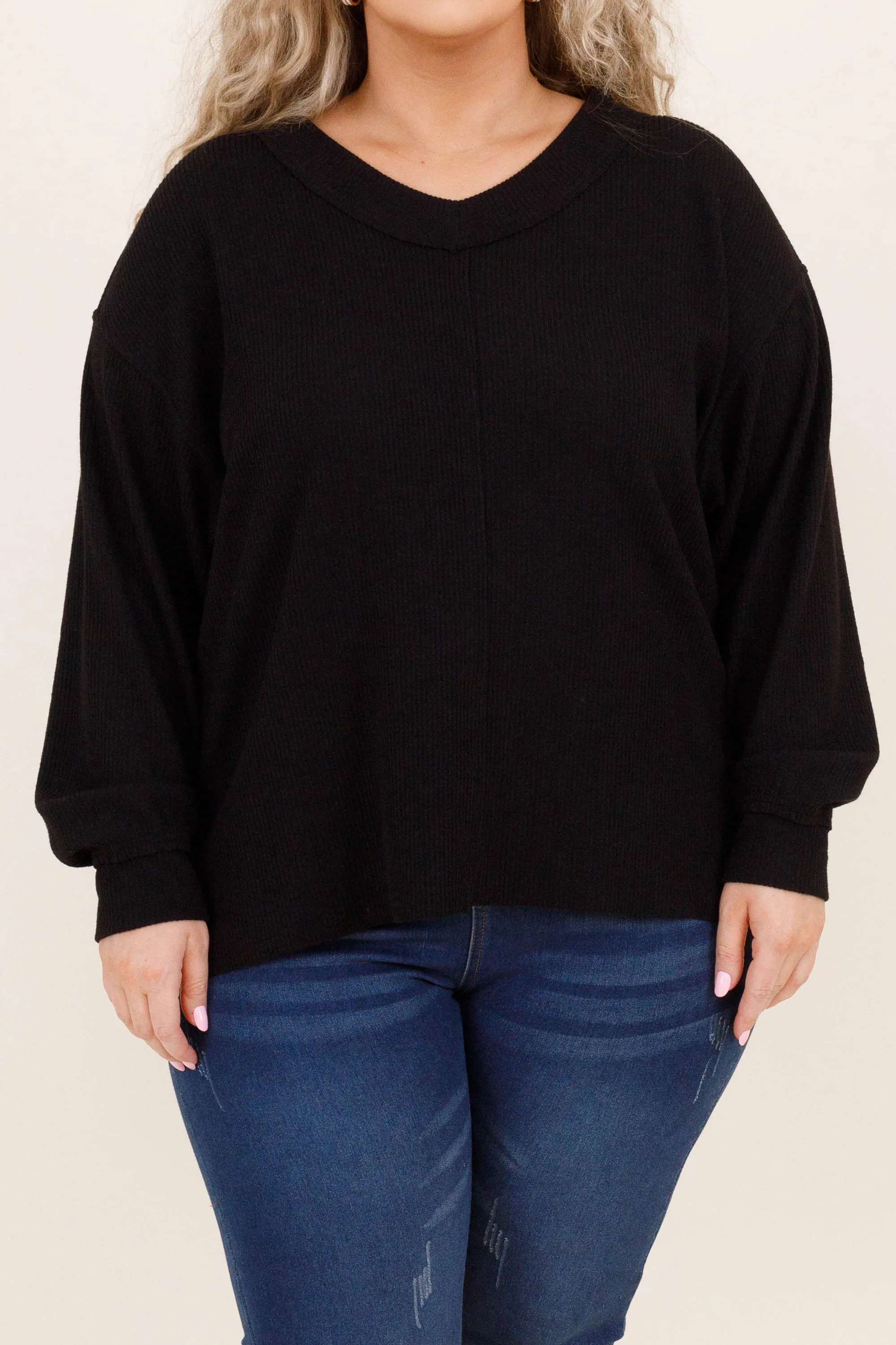 Cozy Textured Sweatshirt, Black