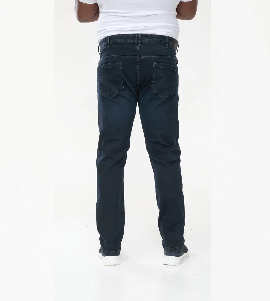 D555 Big Mens Blue/Black Stretch Jeans Tapered Fit (DANIEL)