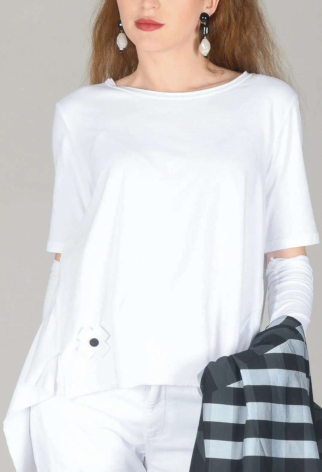 Detached Sleeve T-shirt in White