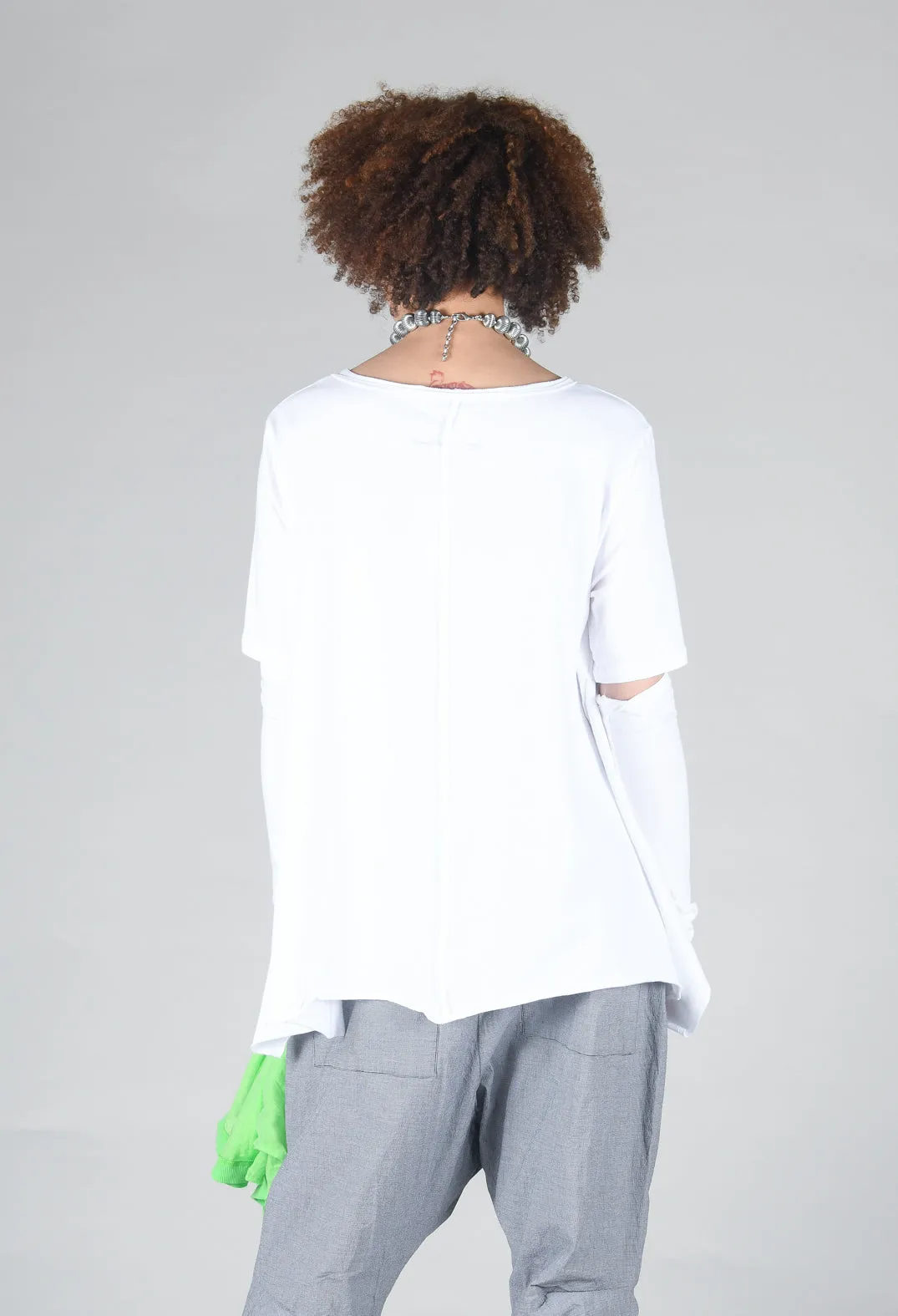 Detached Sleeve T-shirt in White