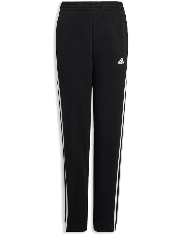 Essentials 3-Stripes Fleece Joggers in Black