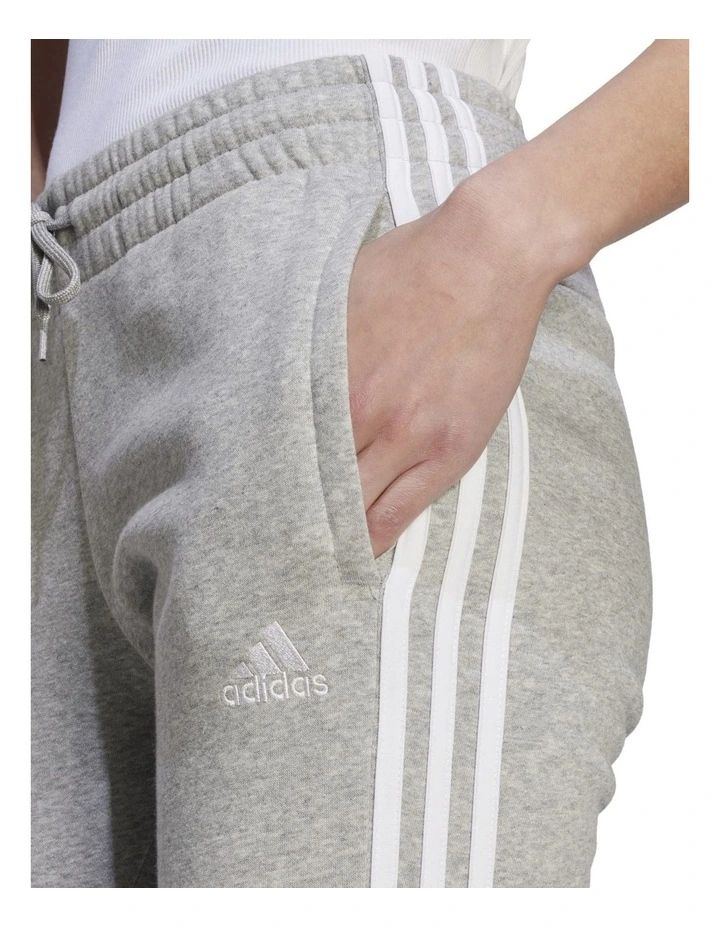 Essentials 3-Stripes Fleece Joggers in Medium Grey Heather