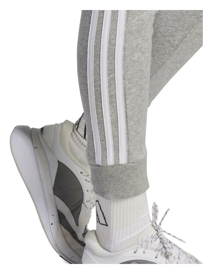 Essentials 3-Stripes Fleece Joggers in Medium Grey Heather