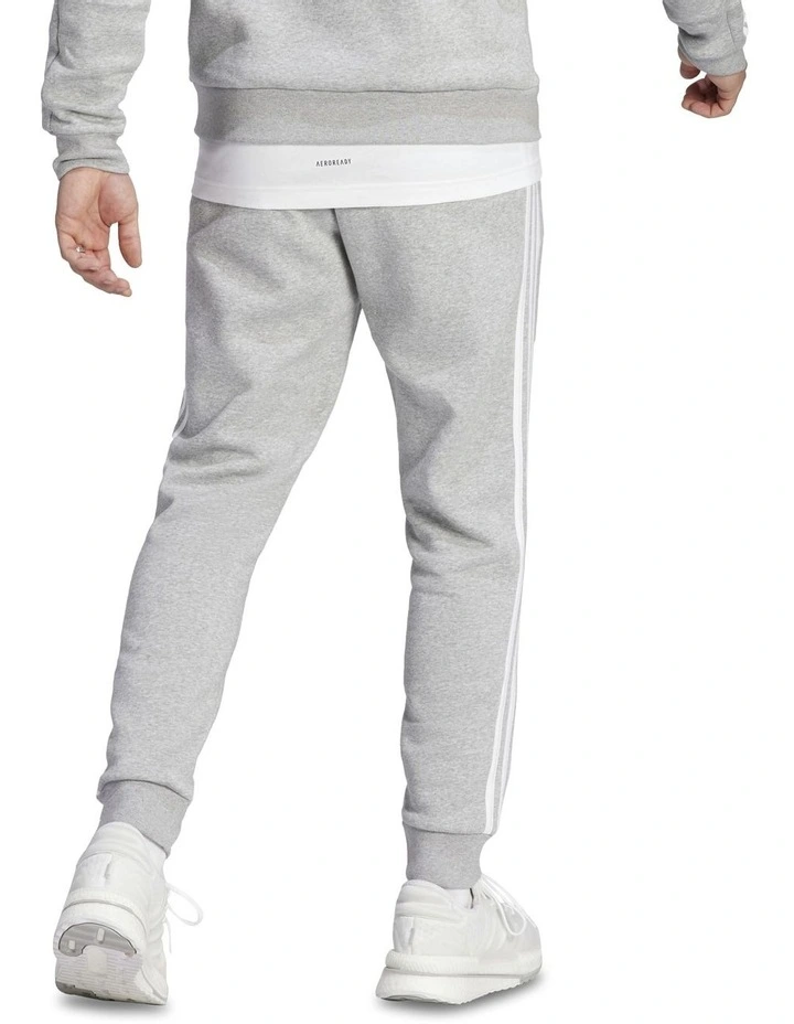 Essentials Fleece 3-Stripes Tapered Cuff Joggers in Grey