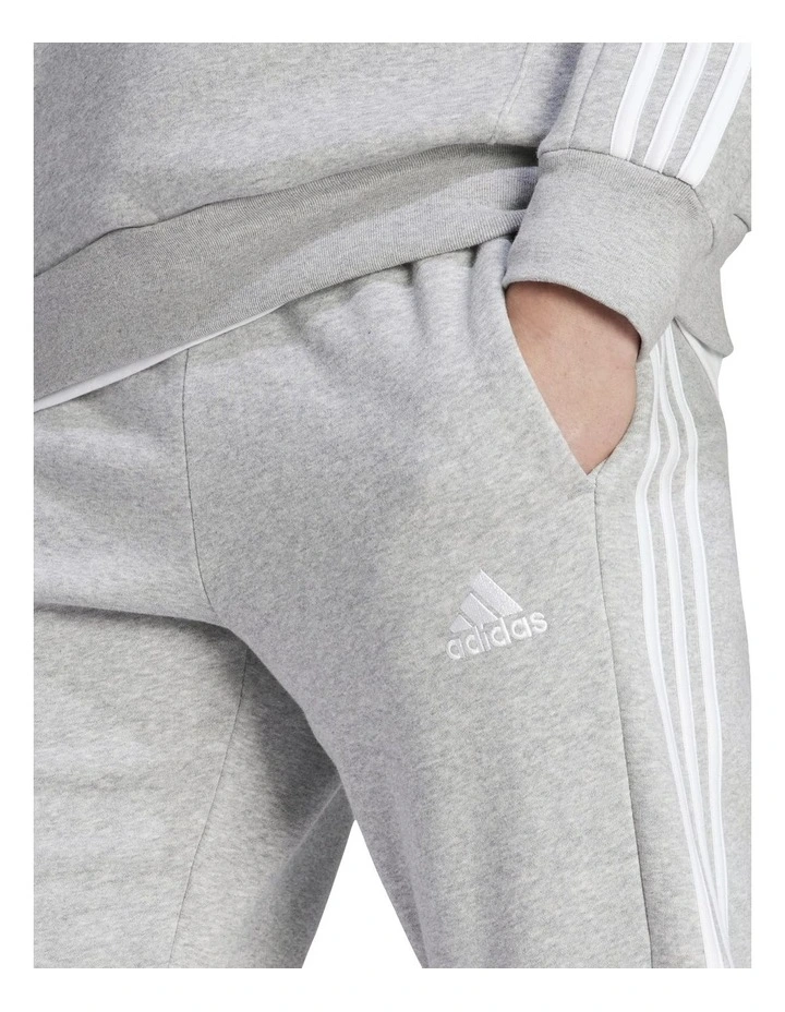 Essentials Fleece 3-Stripes Tapered Cuff Joggers in Grey