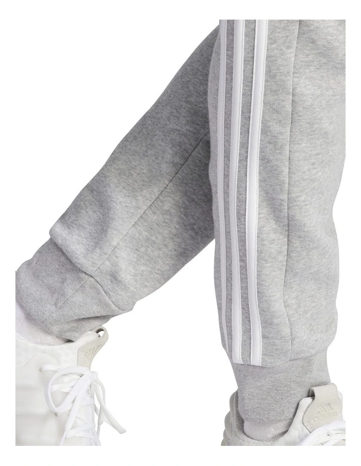 Essentials Fleece 3-Stripes Tapered Cuff Joggers in Grey