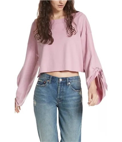 Free People Womens Holala Statement Sleeve Crop Sweatshirt