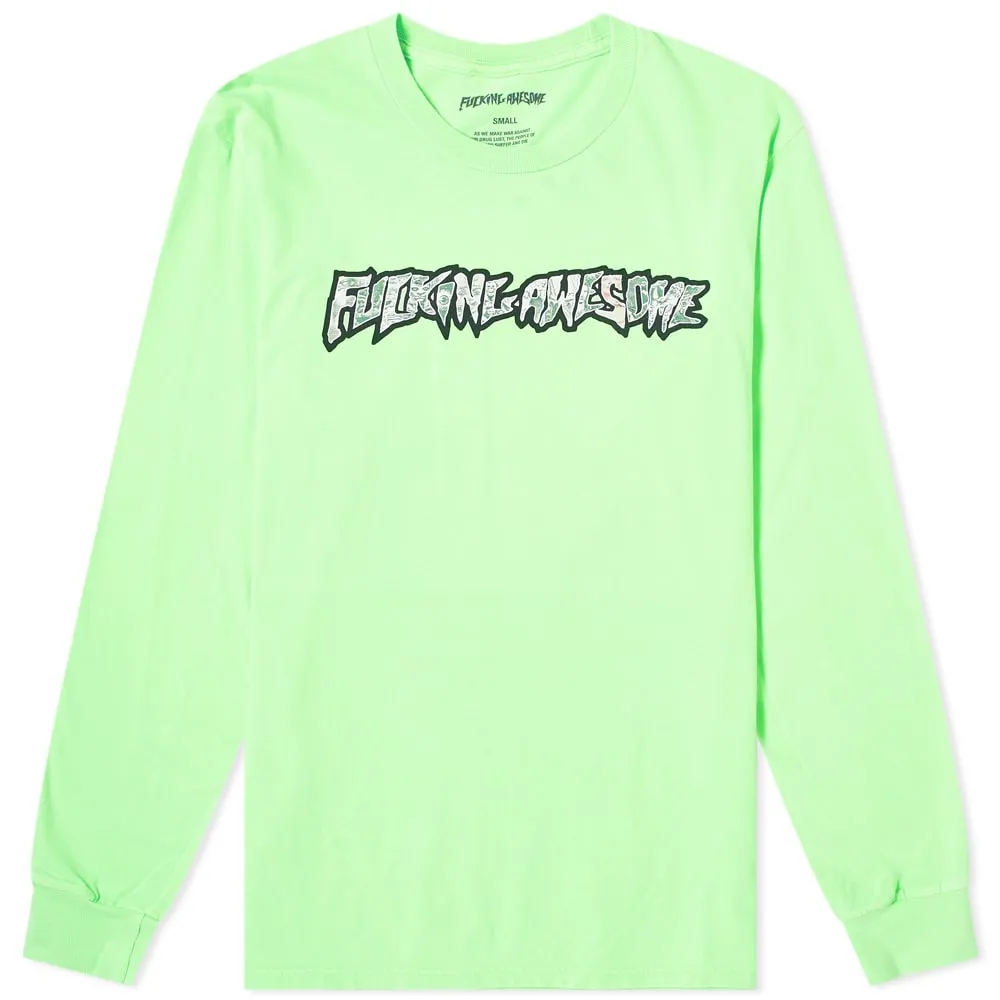 Fucking Awesome Long Sleeve Actual Visual Guidance T-ShirtPigment Dyed Neon Green