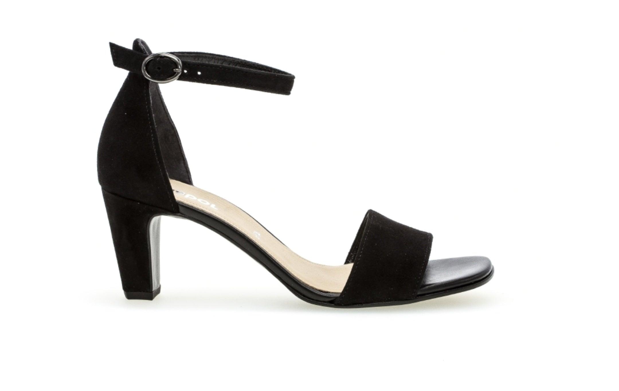 Gabor Black Suede Barely There Sandal