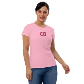 Gerald Black Pink Embroidery Short Sleeve Statement T-Shirt for Women