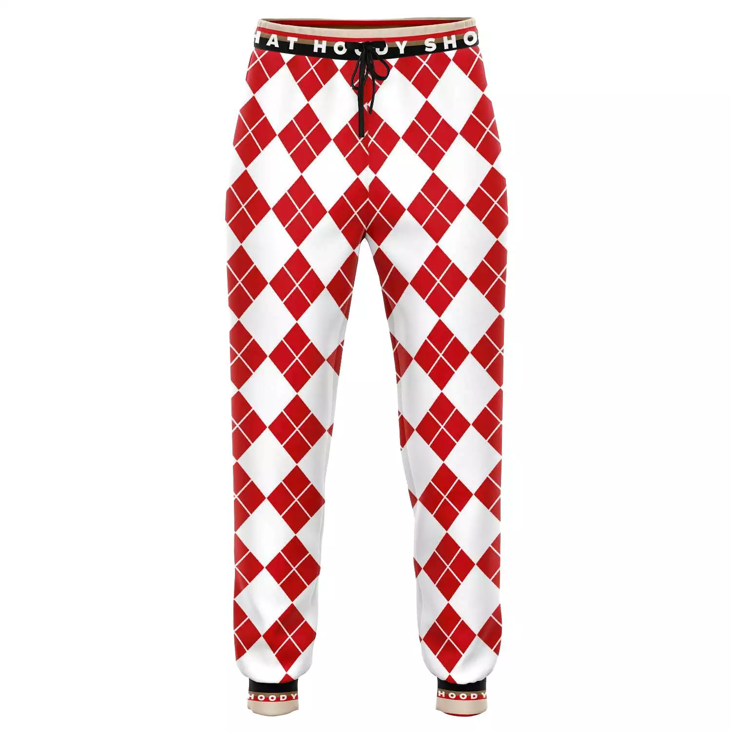 Gold Line Red Argyle Unisex Fleece Joggers