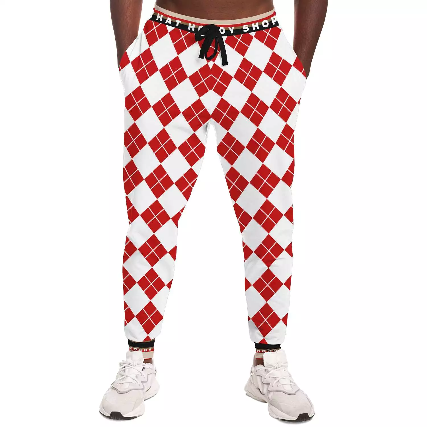 Gold Line Red Argyle Unisex Fleece Joggers