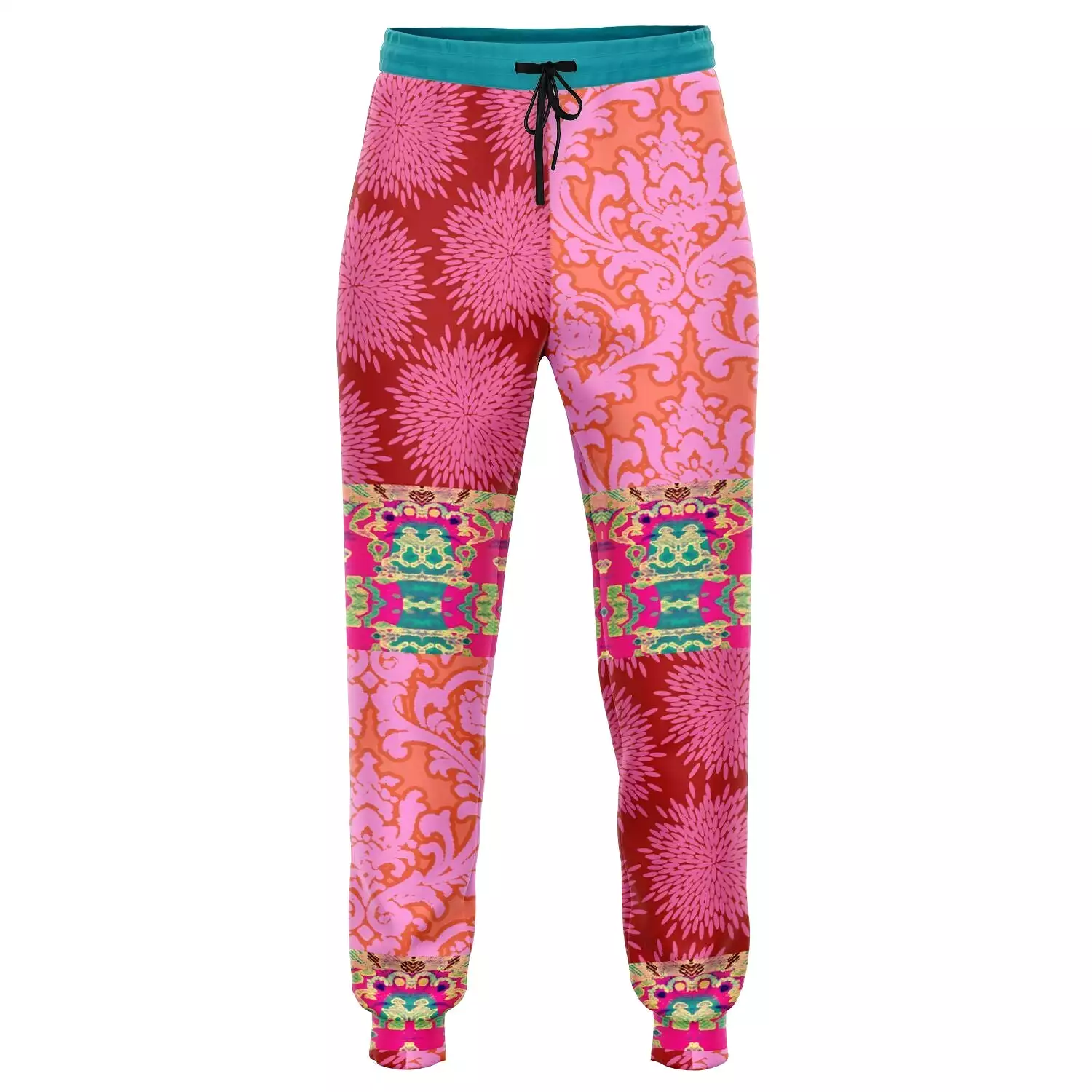 Gypsy Beat Pink Patchwork Unisex Fleece Joggers