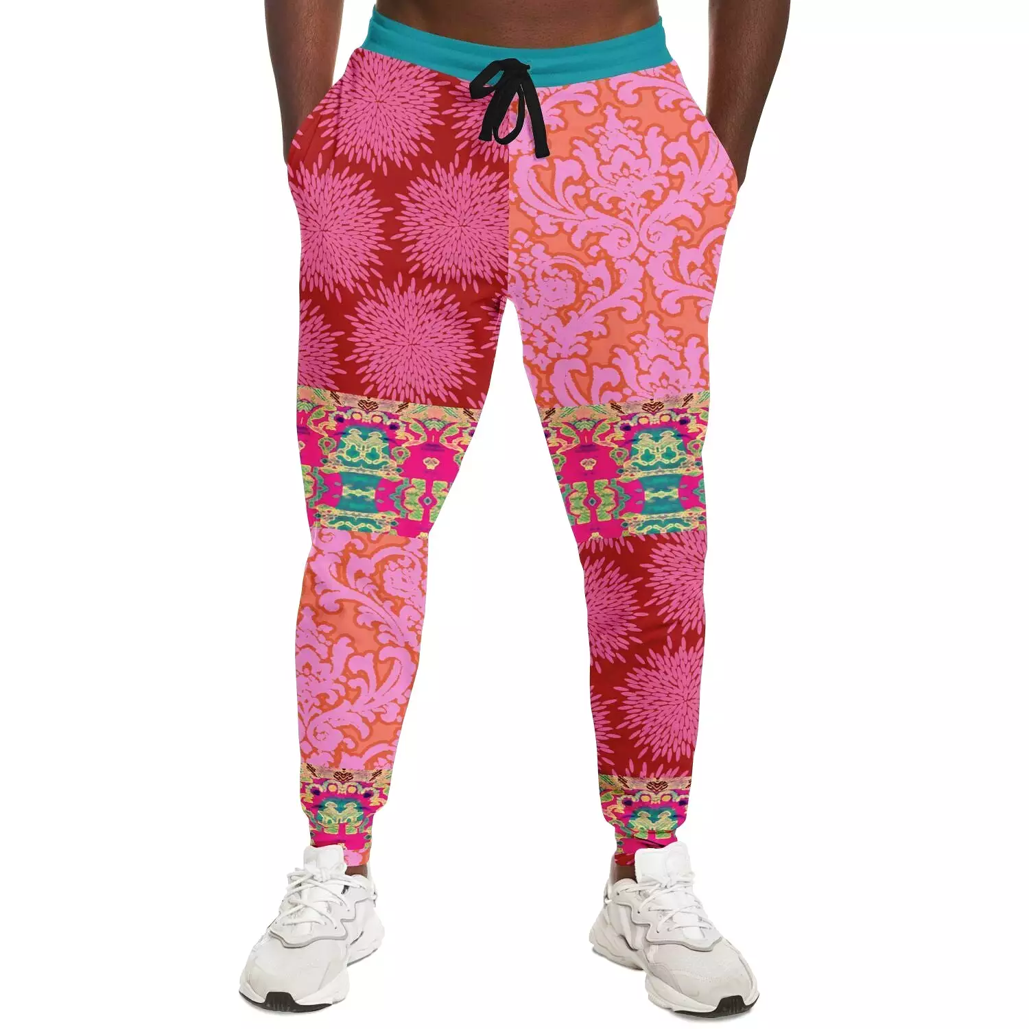 Gypsy Beat Pink Patchwork Unisex Fleece Joggers