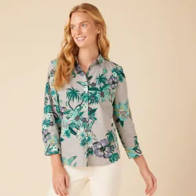 Hana in Paradise 3/4 Sleeve Camp Shirt - Quarry