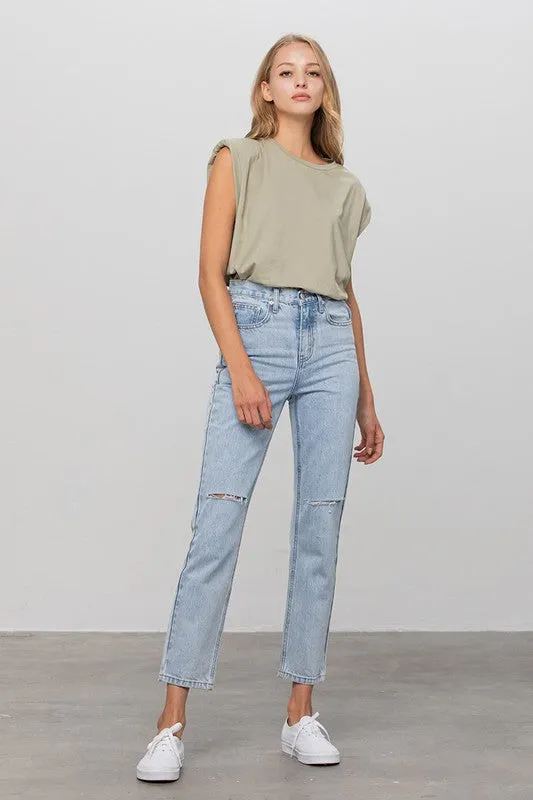 HIGH WAIST PREMIUM TAPERED JEANS