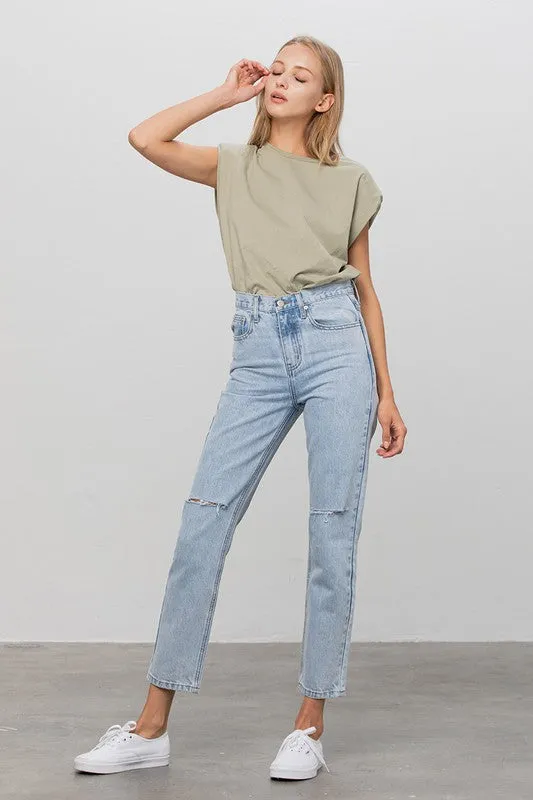 HIGH WAIST PREMIUM TAPERED JEANS