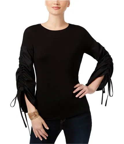 I-N-C Womens Runched Sleeve Knit Blouse