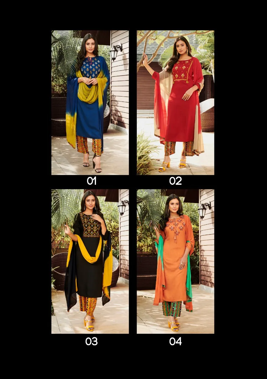 Imperial By Global Local Embroidered Kurti With Pants In Wholesale