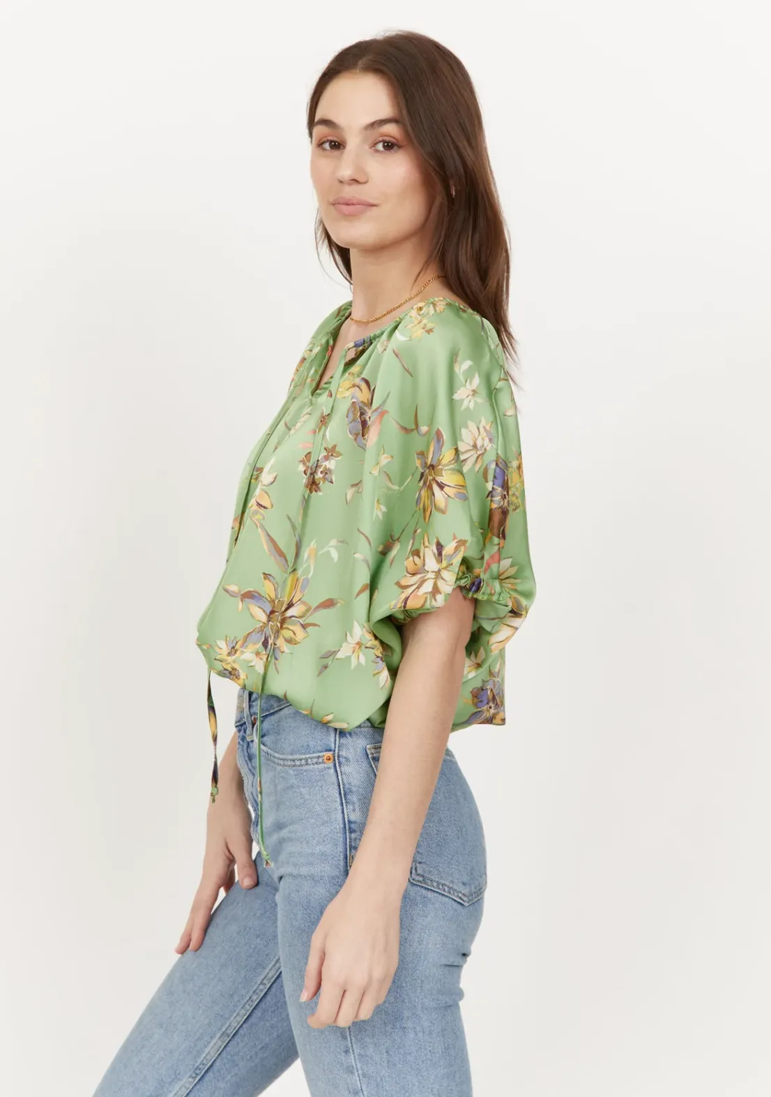 Kylie Paige Ramona shirt, satin dolman