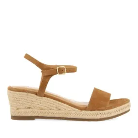 LEATHER SANDALS IN TAN COLOR WITH JUTE WEDGE FOR WOMEN XARRE