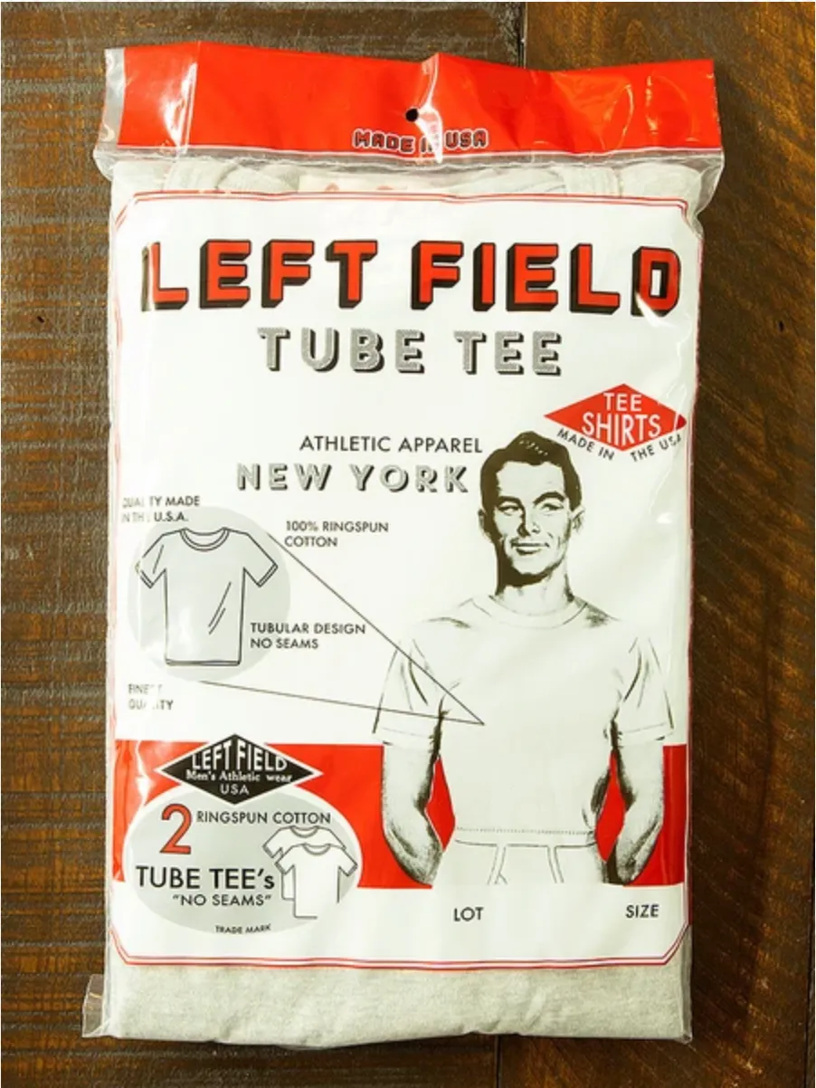 Left Field Tube Tee 2 Pack (White Crew) *** will shrink to spec after cold wash hot dry.