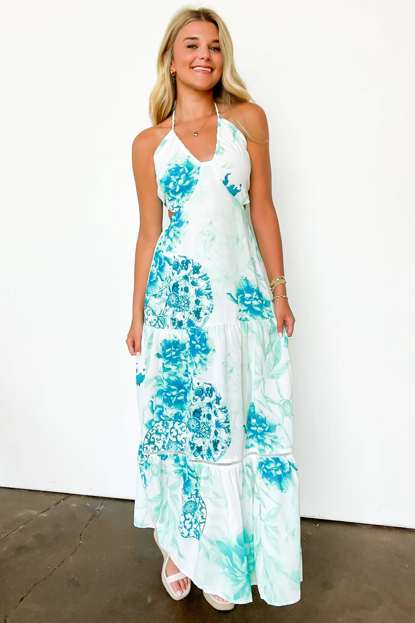 Makoa Halter Open Back Maxi Dress