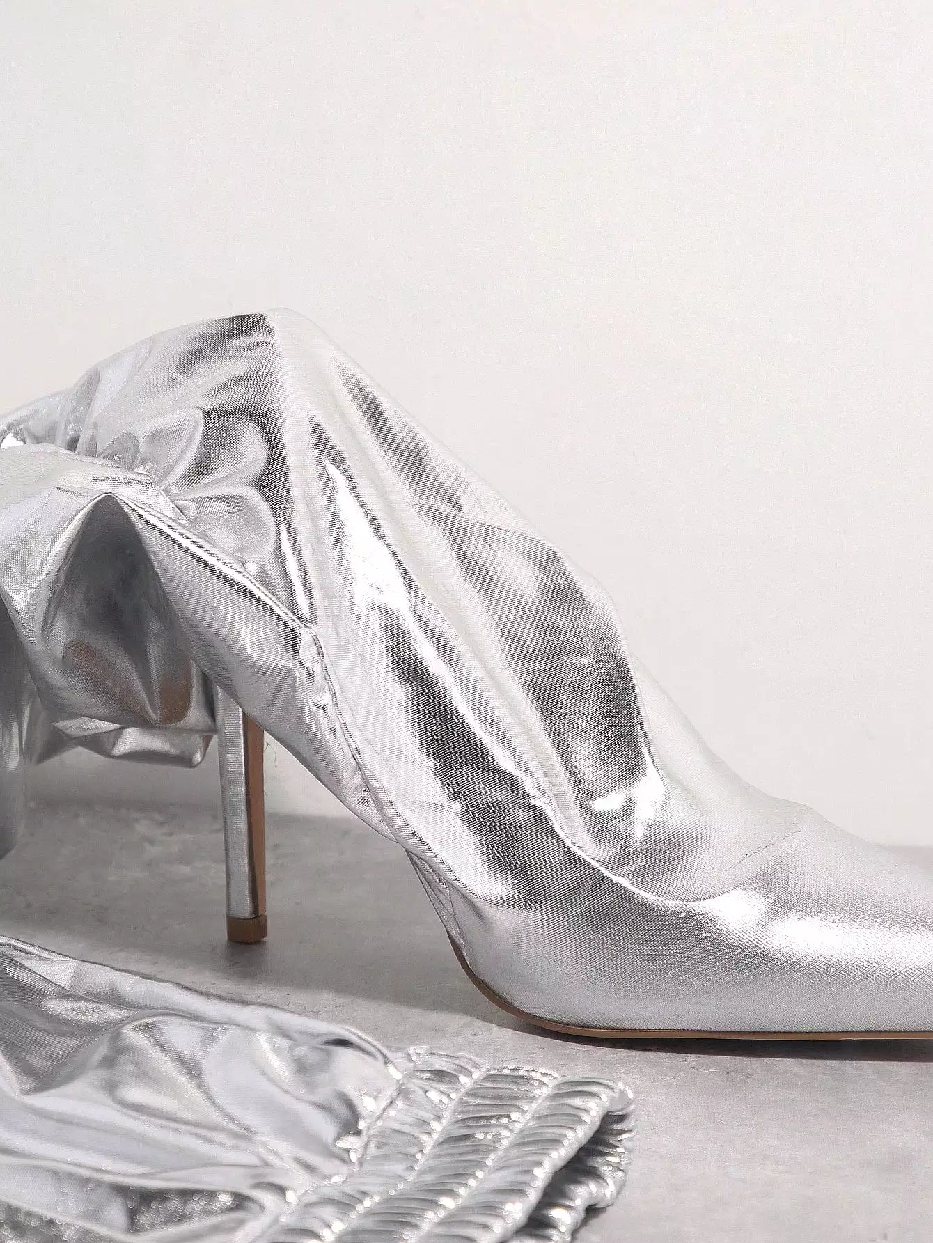 Metallic Point Toe Stiletto Heeled Pants Boots