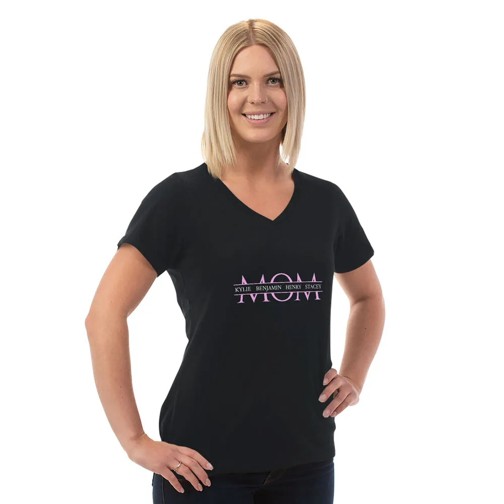 Mom Personalized Ladies V Neck Tee